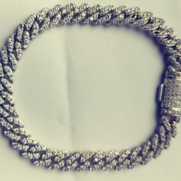 Women's imperium jewelry Iced Cuban Bracelet, 8" length - Picture 1 of 4